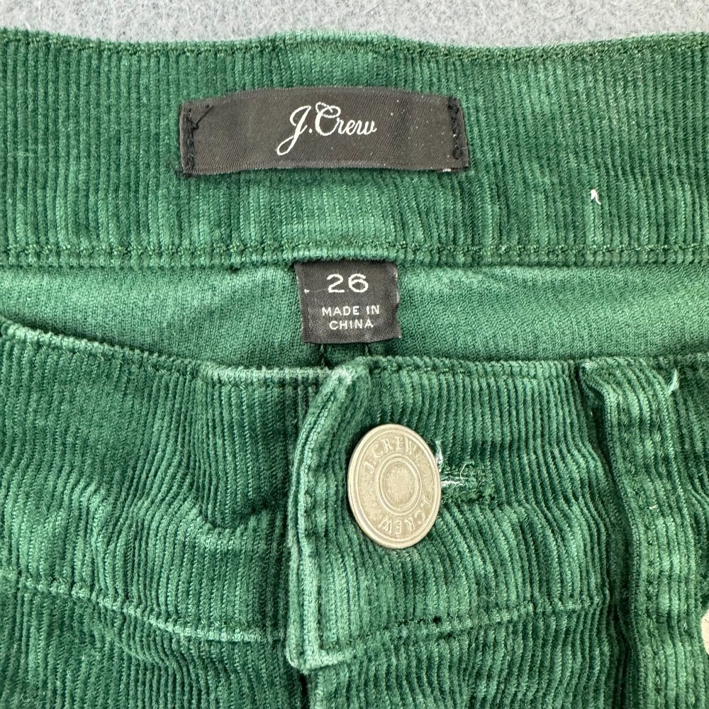 J. CREW Toothpick Womens 9" High-Rise corduroy ankle pants GREEN - 26 - Picture 4 of 7